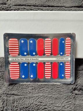 Lily & Fox "Red, White & Beautiful" Nail Wraps, New & Sealed